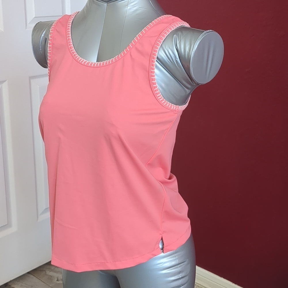 CABANA LIFE Coral Pink Whip Stiched Tank Top NWT Size XS UPF 50+ Protection - Picture 2 of 11